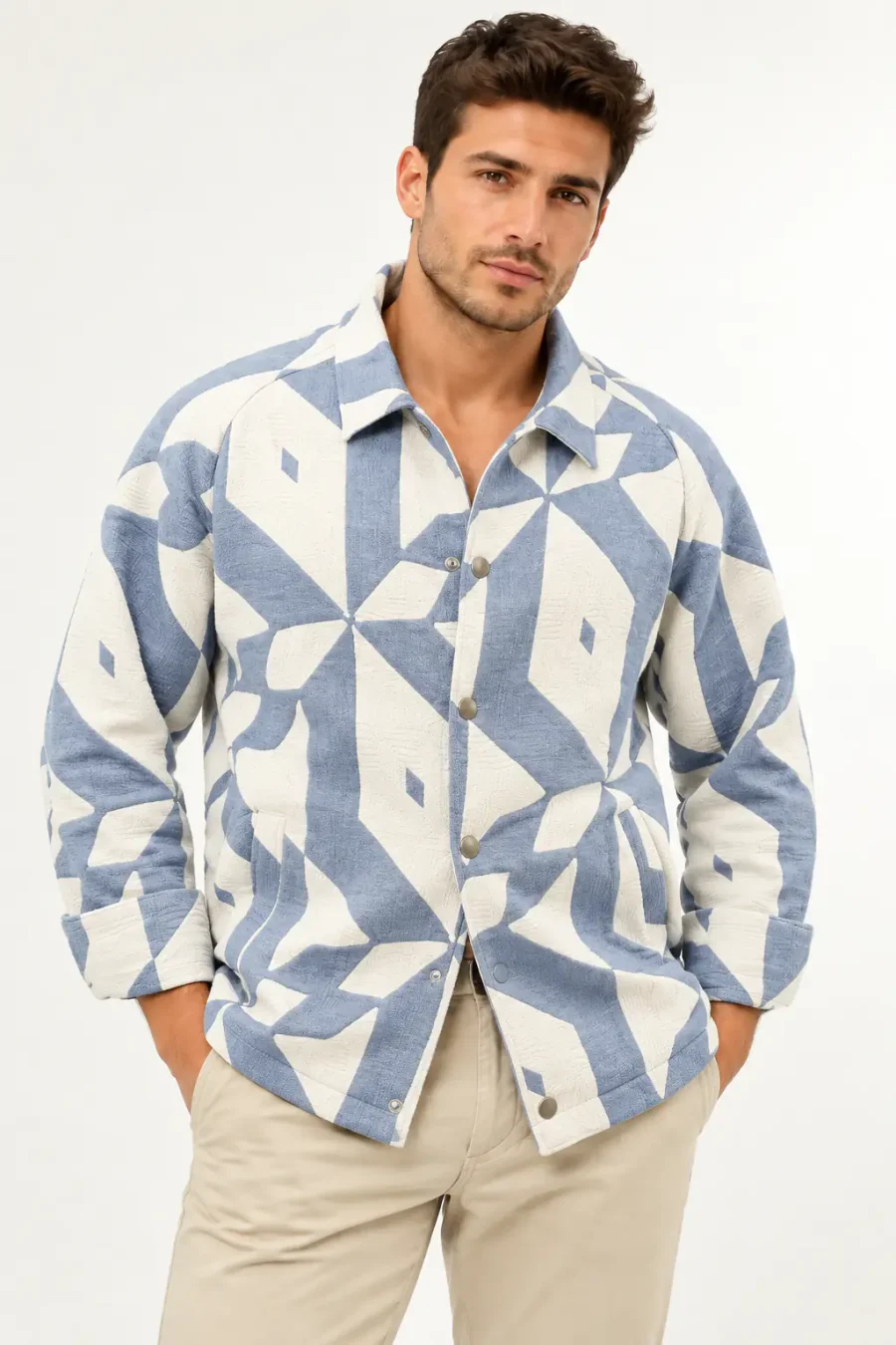 Sobrecamisa com estampado geométrico azul